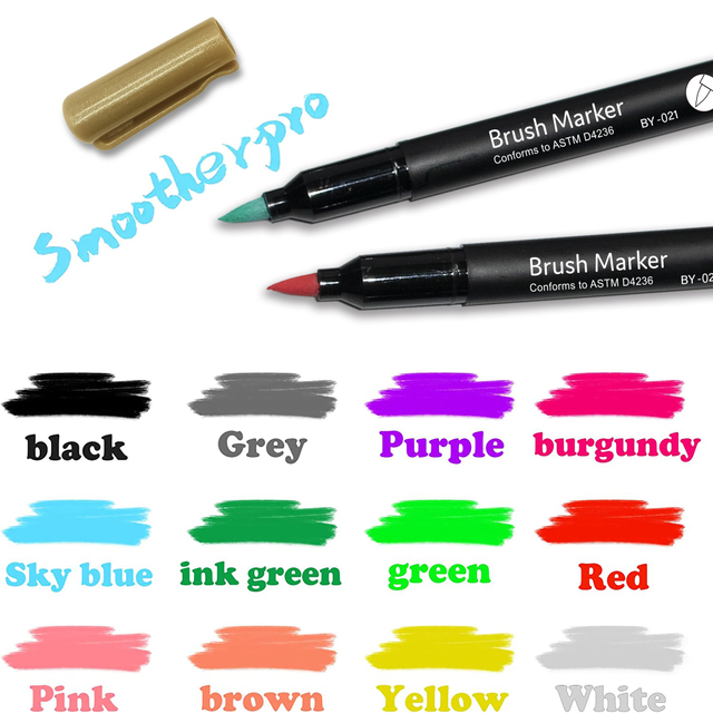 Quick Drying 12 Colors Acrylic Brush Marker for Painting